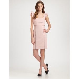 Red Valentino sheath dress ruffle sleeve pink